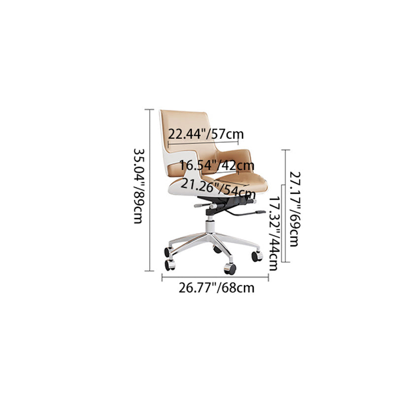 Contemporary Nordic Leather Steel Aluminum Alloy Square Desk Chair Adjustable Height Rotating With Backrest And Armrests For Home Office And Study DFM-F