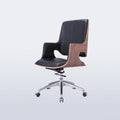 Contemporary Nordic Leather Steel Aluminum Alloy Square Desk Chair Adjustable Height Rotating With Backrest And Armrests For Home Office And Study DFM-F