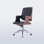 Contemporary Nordic Leather Steel Aluminum Alloy Square Desk Chair Adjustable Height Rotating With Backrest And Armrests For Home Office And Study DFM-F