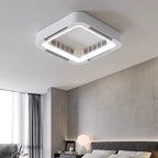 Modern Simplicity ABS Acrylic Hardware Square LED Flush Mount Ceiling Bladeless Fan Light For Bedroom