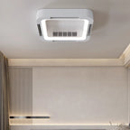 Modern Simplicity ABS Acrylic Hardware Square LED Flush Mount Ceiling Bladeless Fan Light For Bedroom