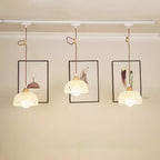 Traditional Japanese Weaving Aluminum Wood & Rattan Dome-Shaped Hemispheroid 1/2/3/4 Light Track Lighting Pendant Light For Dining Room