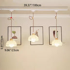 Traditional Japanese Weaving Aluminum Wood & Rattan Dome-Shaped Hemispheroid 1/2/3/4 Light Track Lighting Pendant Light For Dining Room