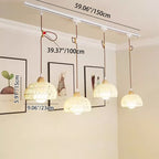 Traditional Japanese Weaving Aluminum Wood & Rattan Dome-Shaped Hemispheroid 1/2/3/4 Light Track Lighting Pendant Light For Dining Room