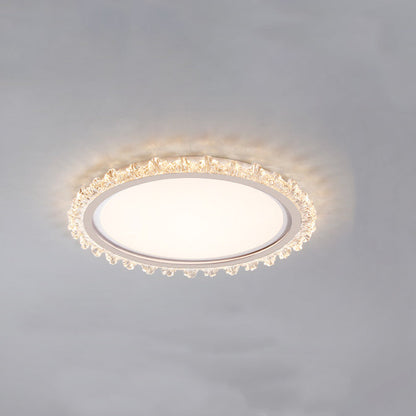 Contemporary Scandinavian Iron Acrylic Round Lace LED Flush Mount Ceiling Light For Bedroom