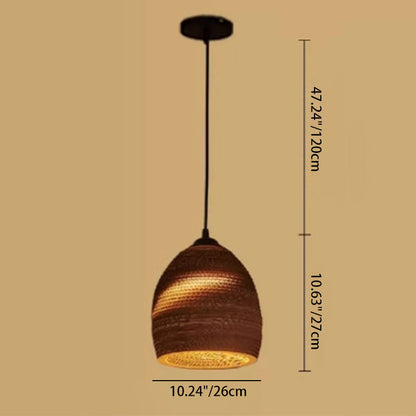 Contemporary Retro Paper Elliptic Spherical Bell Trapezoid Semicircle Polygonal 1-light Pendant Light for Dining Room