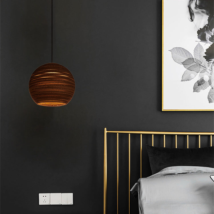 Contemporary Retro Paper Elliptic Spherical Bell Trapezoid Semicircle Polygonal 1-light Pendant Light for Dining Room