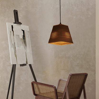 Contemporary Retro Paper Elliptic Spherical Bell Trapezoid Semicircle Polygonal 1-light Pendant Light for Dining Room