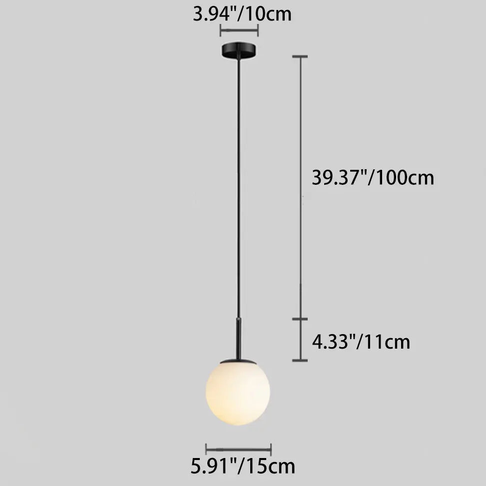 Modern Minimalist Round Ball Iron Glass 1-light Pendant Light for Living Room BulbSquare