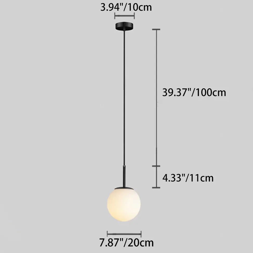 Modern Minimalist Round Ball Iron Glass 1-light Pendant Light for Living Room BulbSquare