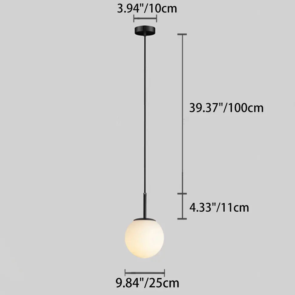 Modern Minimalist Round Ball Iron Glass 1-light Pendant Light for Living Room BulbSquare