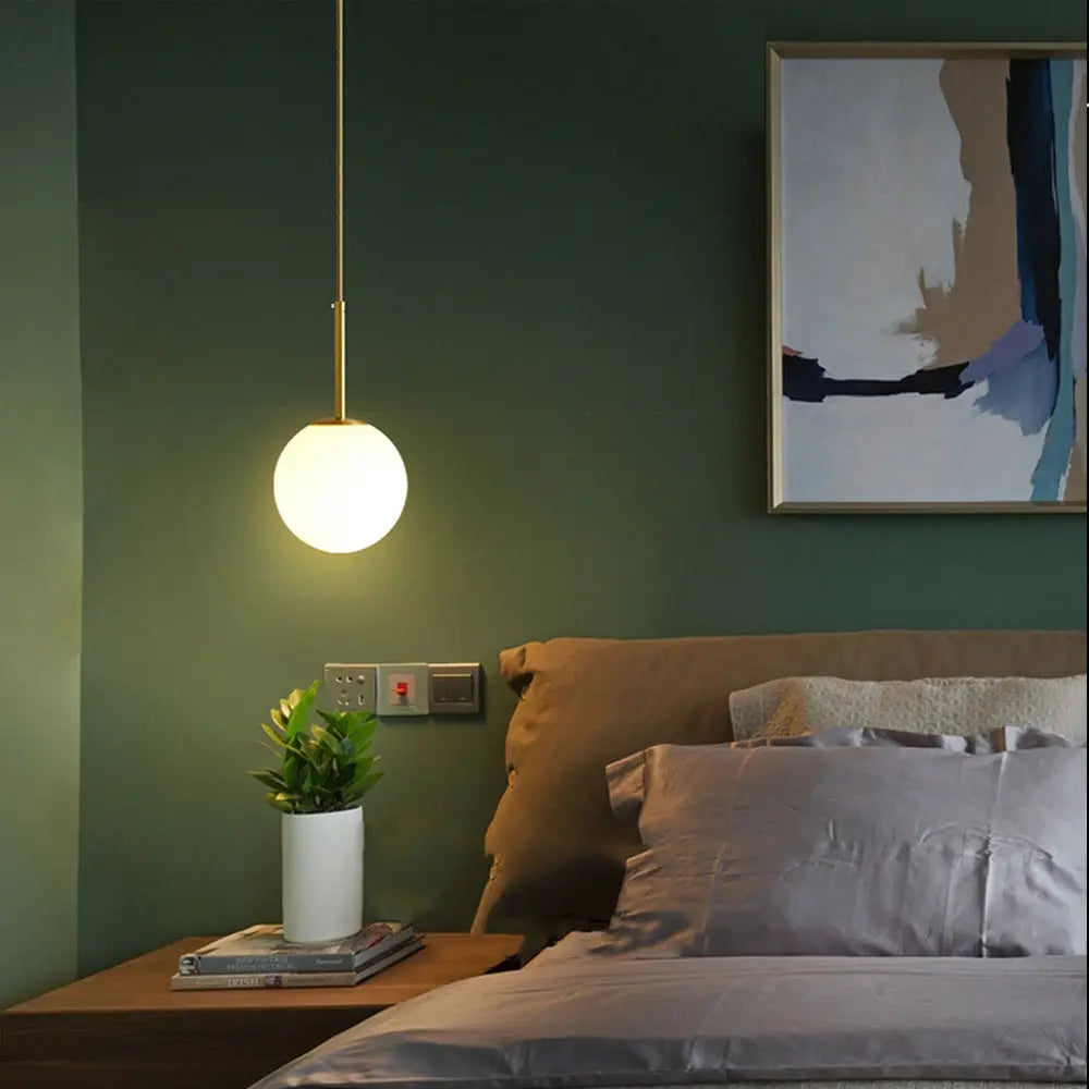 Modern Minimalist Round Ball Iron Glass 1-light Pendant Light for Living Room BulbSquare