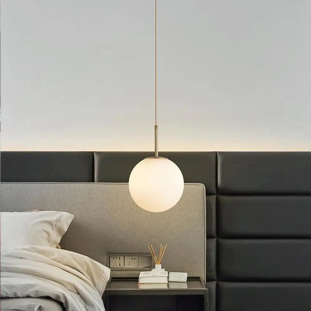 Modern Minimalist Round Ball Iron Glass 1-light Pendant Light for Living Room BulbSquare