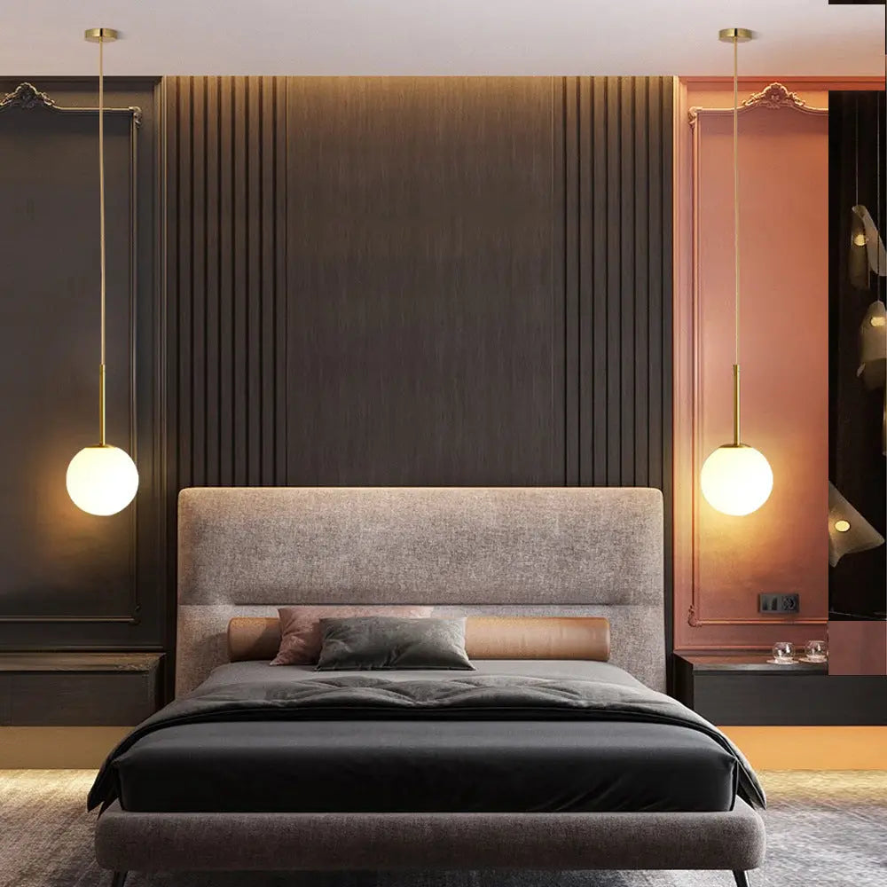 Modern Minimalist Round Ball Iron Glass 1-light Pendant Light for Living Room BulbSquare