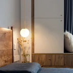 Modern Minimalist Round Ball Iron Glass 1-light Pendant Light for Living Room BulbSquare