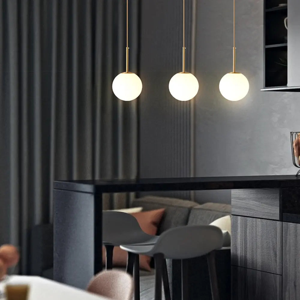 Modern Minimalist Round Ball Iron Glass 1-light Pendant Light for Living Room BulbSquare