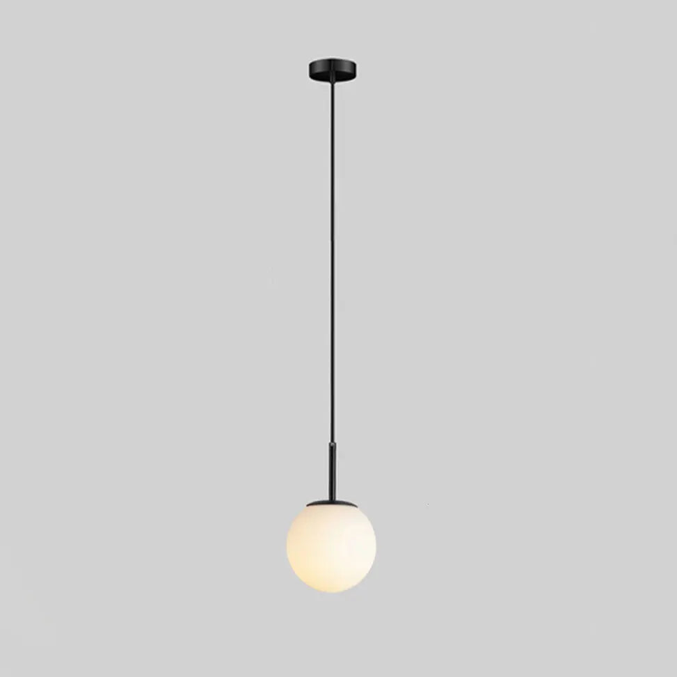 Modern Minimalist Round Ball Iron Glass 1-light Pendant Light for Living Room BulbSquare