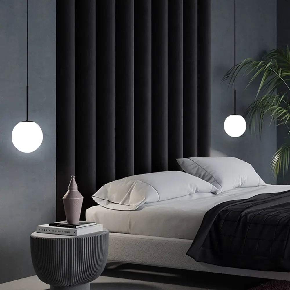 Modern Minimalist Round Ball Iron Glass 1-light Pendant Light for Living Room BulbSquare