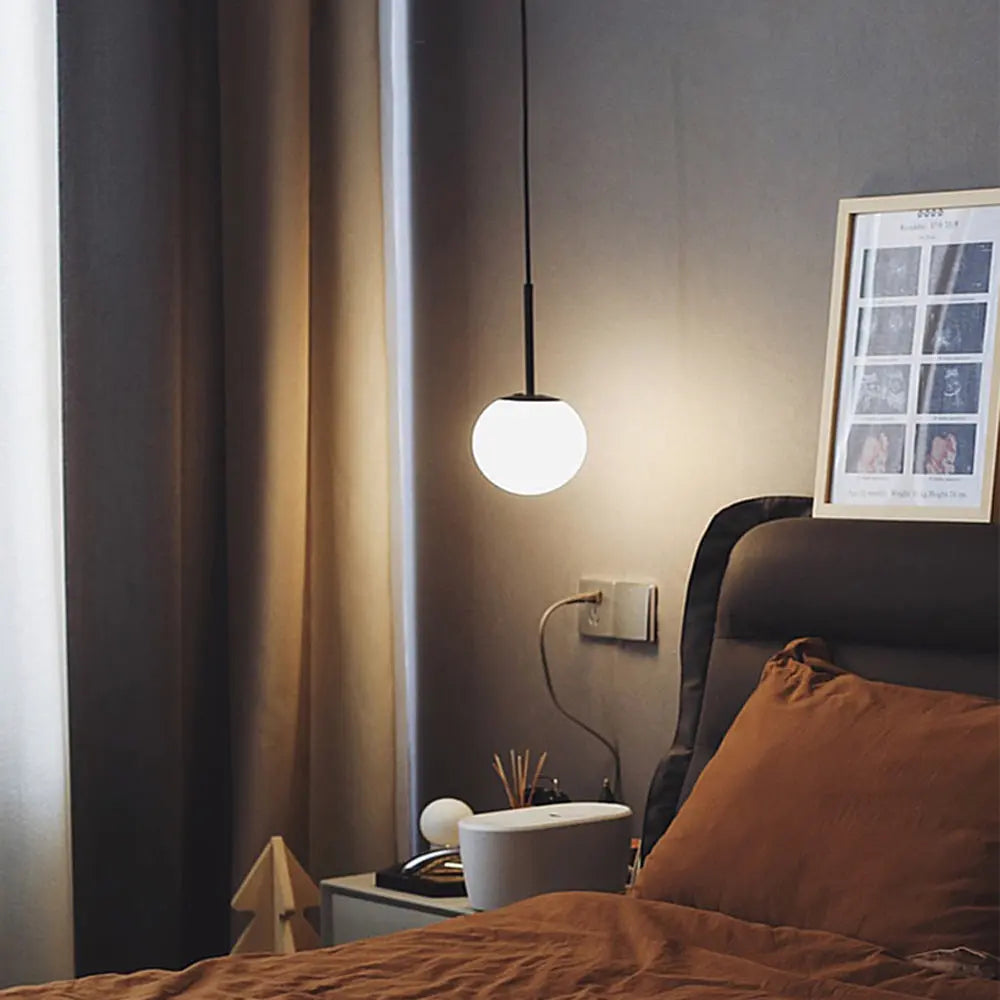 Modern Minimalist Round Ball Iron Glass 1-light Pendant Light for Living Room BulbSquare