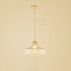 Contemporary Scandinavian Round Iron Copper Crystal 1-Light Pendant Light For Dining Room