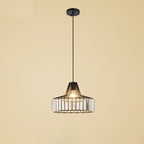Contemporary Scandinavian Round Iron Copper Crystal 1-Light Pendant Light For Dining Room