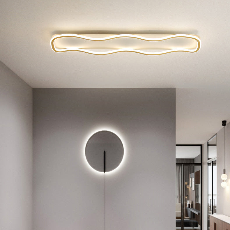 Modern Minimalist Rectangle Iron Silicone LED Flush Mount Celling Light for Hallway