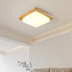 Contemporary Scandinavian Square Wood Acrylic LED Flush Mount Ceiling Light for Bedroom