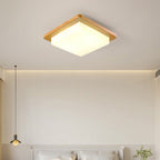 Contemporary Scandinavian Square Wood Acrylic LED Flush Mount Ceiling Light for Bedroom