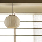 Traditional Japanese Round Wood Fabric 3-light Pendant Light For Dining Room