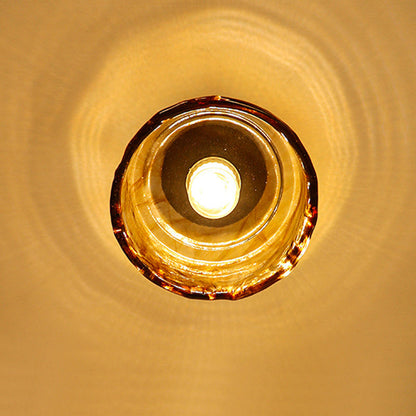 Traditional Vintage Bowl Iron Glass 1-light Semi-flush Mount Ceiling Light for Hallway