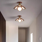 Modern Minimalist Flower Pvc Wood 1-light Semi-flush Mount Ceiling Light for Hallway