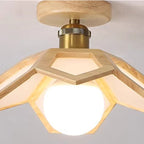 Modern Minimalist Flower Pvc Wood 1-light Semi-flush Mount Ceiling Light for Hallway