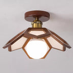 Modern Minimalist Flower Pvc Wood 1-light Semi-flush Mount Ceiling Light for Hallway