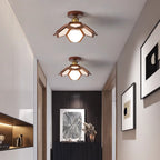 Modern Minimalist Flower Pvc Wood 1-light Semi-flush Mount Ceiling Light for Hallway