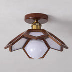 Modern Minimalist Flower Pvc Wood 1-light Semi-flush Mount Ceiling Light for Hallway