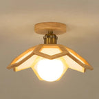 Modern Minimalist Flower Pvc Wood 1-light Semi-flush Mount Ceiling Light for Hallway
