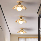 Modern Minimalist Flower Pvc Wood 1-light Semi-flush Mount Ceiling Light for Hallway