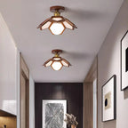 Modern Minimalist Flower Pvc Wood 1-light Semi-flush Mount Ceiling Light for Hallway