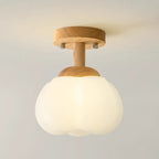 Modern Minimalist Flower Wood Plastic 1-light Semi-flush Mount Ceiling Light for Hallway