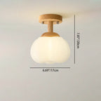Modern Minimalist Flower Wood Plastic 1-light Semi-flush Mount Ceiling Light for Hallway
