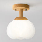 Modern Minimalist Flower Wood Plastic 1-light Semi-flush Mount Ceiling Light for Hallway