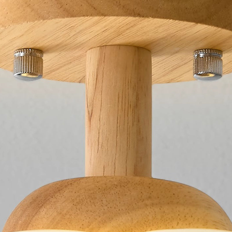 Modern Minimalist Flower Wood Plastic 1-light Semi-flush Mount Ceiling Light for Hallway