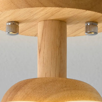 Modern Minimalist Flower Wood Plastic 1-light Semi-flush Mount Ceiling Light for Hallway