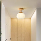 Modern Minimalist Flower Wood Plastic 1-light Semi-flush Mount Ceiling Light for Hallway