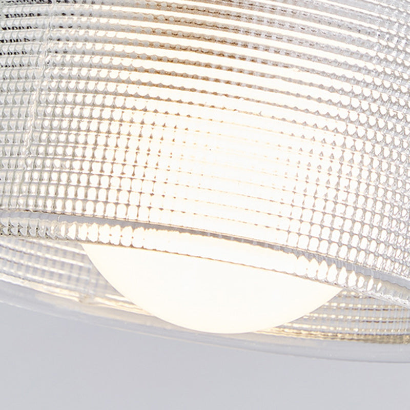 Traditional Japanese Flower Disc Glass Wood 1-light Semi-flush Mount Ceiling Light for Hallway