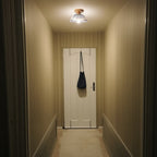Modern Minimalist Bowl Glass Wood 1-light Semi-flush Mount Ceiling Light for Hallway