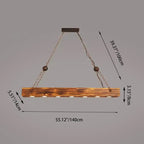 Traditional Vintage Rectangular Iron Wood LED Island Light Chandelier for Dining Room Lumendat