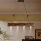 Traditional Vintage Rectangular Iron Wood LED Island Light Chandelier for Dining Room Lumendat