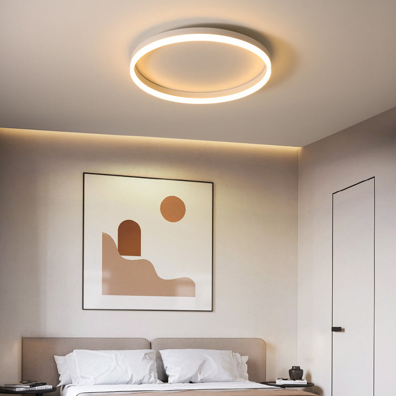 Modern Minimalist Traffic Circle Iron Acrylic LED Flush Mount Ceiling Light for Bedroom