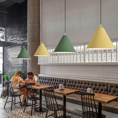 Modern Minimalist Triangular Cone Iron Aluminum 1-Light Pendant Light For Dining Room
